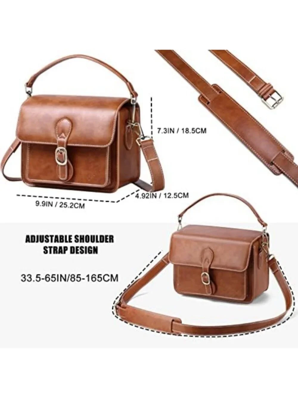 Retro PU Leather Camera Sling Bag - Stylish Crossbody for DSLR & Mirrorless